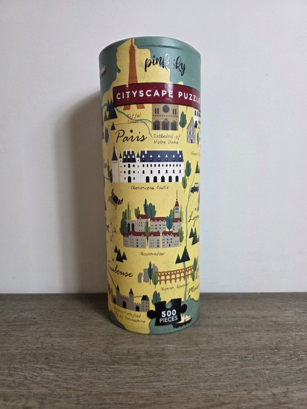 Welcome to France City Scape - 500 Piece Jigsaw Puzzle by Pink Sky